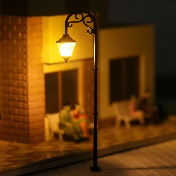 10 gabali, 1:87 mēroga vintage modelis ielas lampas izkārtojumu apgaismes stabi dārza ainavu rotā iela leļļu nams