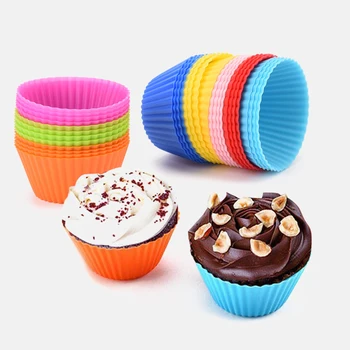 12pcs/Set Silikona Kūka Pelējuma Apaļas Formas Muffin Kūku Cepšanas Veidnes DIY Kūka Dekorēšanas Instrumentiem, Virtuve, ēdienu Gatavošanas Bakeware Maker
