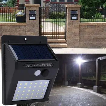 Dārza Saules Gaismas 30 LED Ūdensizturīgs PIR Kustības Sensoru Drošības Saules Lampas Āra Darbina Saules Avārijas Sienas Gaismas