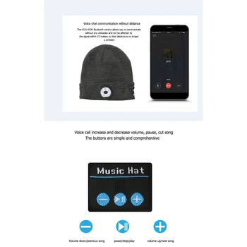 LED Izgaismotas Mūzikas Trikotāžas Beanie Cepure Medību Kempings Darbojas Uzlādējams Ziemā Silts Bezvadu Bluetooth Austiņu Smart Cap