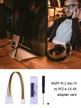 NGFF M2 Uz PCI-E 4X 1X Slots Stāvvadu Kartes Uzstādīt M2 Taustiņu M, Lai PCIe X4 Adapteris Ar LED Sprieguma Indikators NVME Par Kalnraču Ieguves