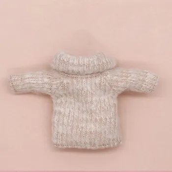OB11 lelle kleita izmērs Molly Amerikāņu Kaklasaiti cūku Modes universāls augstu uzrullētu apkakli džemperis ziemas kažokā top baltā aprikožu krāsa
