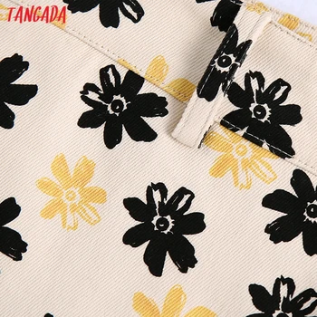 Tangada Sieviešu Ziedu Drukāt Garas Bikses Bikses Vintage Stila Rāvējslēdzēju Slim Dāma Bikses Pantalon BE679
