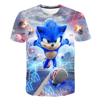 Vasarā Bērni Zēni Streetwear Pusaudzis Apģērbu ar Īsām Piedurknēm 3d Karikatūra Izdrukāt Sonic T Krekls Zēniem Bērniem Topi 4t-14t