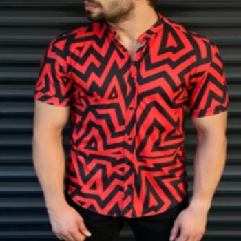 Vasarā Karstā Pārdošanas Iespiesti Havaju Luksusa Krekls Eiropas Amerikāņu Vīriešu Apģērbu Gadījuma Modes Jaciņa ar Īsām Piedurknēm Krekls Vīriešiem