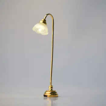 1:12 leļļu Namiņš Ziedu Nokrāsa, LED Grīdas Lampa Miniatūras Apdare Grīdas Lampas Gaismas Modelis Ar Balta Papīra Gaismas Vāciņu
