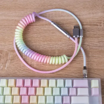 1.2 m Custom Roku darbs Satītas C Tipa USB Kabeli ar XRL Savienotājs Mechanical Gaming Keyboard - (Rainbow) Jaunināšanas Versiju