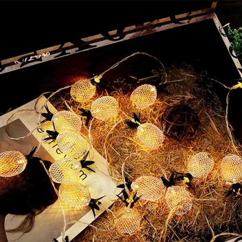 1.5 M Krituma Metāla Ananāsu Augļu String Iedegas Dzeltenā Gaisma 10 LED Ziemassvētku String Nakts Gaisma (BEZ Akumulatora) CD
