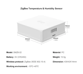 1-50gab SONOFF SNZB-02 Zigbee Temperatūras Sensors Mitruma detektors eWeLink APP uzraudzības ZBBridge Darbu Ar Alexa, Google Home