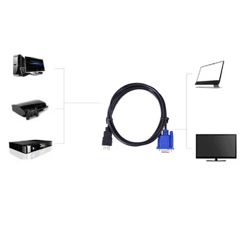 1.8 M HDMI-saderīgam Kabeli VGA 1080P HD Ar Audio Adaptera Kabelis HDMI -saderīgam UZ VGA Kabelis Melns Optisko Kabeli