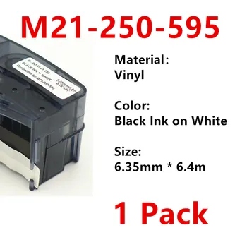 1 Iepakojums M21 250 595 Vinila Marķējuma Lentes Melns Uz Balta BMP21 PLUS Printeri, Melns Uz Balta etiķete maker lentes 6.35 mm * 6.4 m