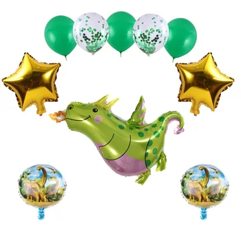 1 Komplekts 10pcs Dinozauru Folija Baloni Zaļā Lateksa Ballon Meža Tēmu Džungļu Pusi, Bērniem, Dzimšanas dienu, Bērnu Dušas Rotājumi