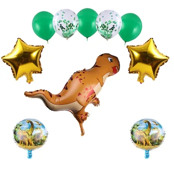 1 Komplekts 10pcs Dinozauru Folija Baloni Zaļā Lateksa Ballon Meža Tēmu Džungļu Pusi, Bērniem, Dzimšanas dienu, Bērnu Dušas Rotājumi