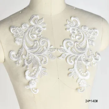 1 Pāri Baltu Ziedu Izšuvumi Mežģīnes Auduma Ņieburs Aplikācijas Apģērbu Plāksteris Weddig Kleita Guipure Apģērba Šūšana Dekori