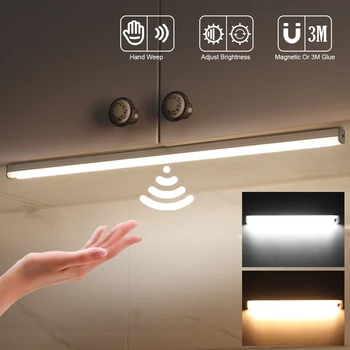 10 20 30 50CM USB Uzlādes Bezvadu Rokas Slaucīt Sensors LED Nakts Gaisma Guļamistabā Skapis Gaismas Kāpnes ministru Kabineta Lampas Virtuves