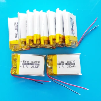 10 gab. 502030 3,7 V 250mAh litija Polimēru litija polimēru akumulators uzlādējams pielāgota vairumtirdzniecības CE, FCC, ROHS BKAS kvalitātes sertifikāciju