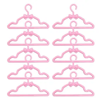 10 Gab. / Daudz Cute Mini Sajauc Plastmasas Rozā Pakaramie Lelles, Aksesuāri Barbie Lelle drēbju Skapis, Kleita Drēbes Rotaļu Namiņš