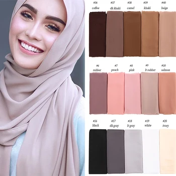 10 gab./daudz Vairumtirdzniecības Šifona Šalle Šalles Divas Sejas Hijab Musulmaņu šalli/lakatu 47 Krāsas 180*75cm