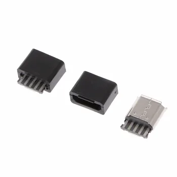 10 Gab. DIY Micro USB 5 Pin Female Ligzda Komplekts Savienotājs, Iespraudiet Lodēt Metināšanas Shell