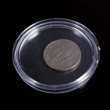 10 gab. Mazas, apaļas caurspīdīgas plastmasas monētu kapsulas lodziņā 21mm