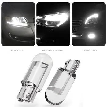 10 Gabali W5W 194 T10 Stikla Korpusa, Augstu Spilgtumu COB LED Auto Lampas Ķīlis Licences Plāksnes Gaismas Dome Gaismas