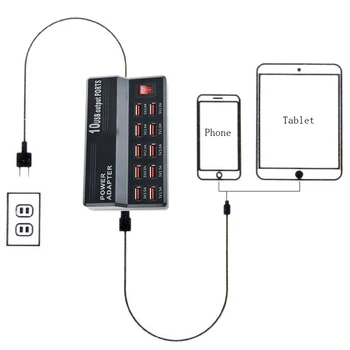 10 USB Lādētāju Stacijas Sadalītāja 60W Mobilo Telefonu Lādētāju Smart HUB Maksas Universālu iPhone iPad Samsung AC Adapteris