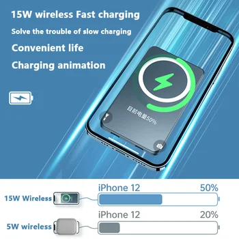 10000mAh Magnētisko Spēku Bankas Magsafe Lādētāji Ārējās Autonoma Akumulatora 15W Ātru Bezvadu Lādēšanas PowerBank iPhone 12