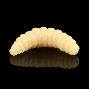 100gab Dabīgas Mīkstas Tārps Maggot 2.4 cm 0.5 g Zvejas Lures Bionisko Maize Kļūdu Simulāciju Dzelteno makšķeres un Ēsmu
