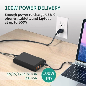 100W GaN Lādētāju, USB C Vairāku Paplašinājuma Adapteris PD QC PPS 5 in 1, Iphone, MacBook Klēpjdatoru Power Bank Sienas Maksas