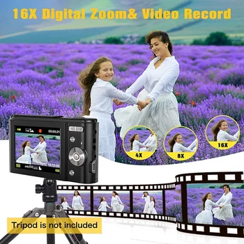1080P 36.0 Mega Pikseļu Digitālā Kamera ar 16X Digitālo Zoom, LCD Ekrāns, Pārnēsājams Mini Kameras Studentiem Tīņi