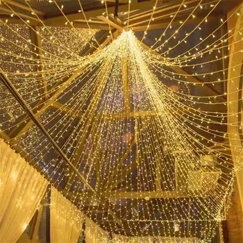 10M Led Pasaku gaismu Ziemassvētku kokā string gaismas āra elektrisko 220v Plug-In Aizkaru Vainags pisca Lampas kāzu dekorēšana