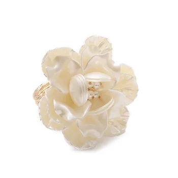 10pcs Eiropas stila radošo white flower cinka sakausējuma autiņu sprādze, pērļu ziedu salvešu gredzens