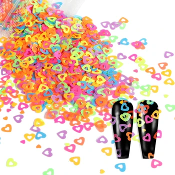 10Pcs Neona Nagu Vizuļi 3D Dobi Mīlestību Sirdī Mirdzēt Pārslas Nail Art Rotājumi, franču Manikīrs DIY Šarmu Nagiem Aksesuāri