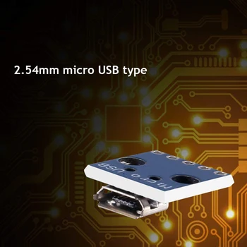 10pcs Sieviešu Micro USB, lai IEMĒRKŠANA 5-Pin Pinboard 2.54 mm Micro USB Tipa Interfeiss Strāvas Adapteris Valdes 5V Starplaikos Modulis