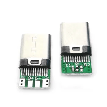 10pcs USB 2.0 Type C 24 Pins Vīriešu Savienotājs Ligzda Adapteri, lai Lodēt Vadus PCB Kuģa