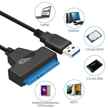 10pcs USB 3.0 SATA 3 Kabeli, Sata USB Adapteris Līdz Pat 6 gb / s Atbalsts 2.5 Collas Ārējo SSD HDD Cieto Disku 22 Pin Sata III Kabeli
