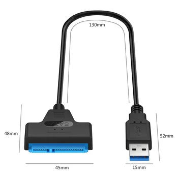 10pcs USB 3.0 SATA 3 Kabeli, Sata USB Adapteris Līdz Pat 6 gb / s Atbalsts 2.5 Collas Ārējo SSD HDD Cieto Disku 22 Pin Sata III Kabeli