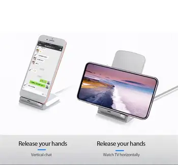 10W Qi Bezvadu Ātru Lādētāju, Lādēšanas Statīvu (Dock Spilventiņu Samsung IPhone, Android Smart Tālrunis Ātru Bezvadu Lādētāju galda Statīvu