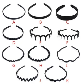 11 Stilu Matēta neslīdoša Zobiem Galvu Jauno Modes Sieviešu, Vīriešu Unisex Black Viļņaini Mati Galvas Stīpu Band Hairband Piederumi