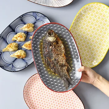 12 collu Japāņu stila zivju plate ar glazūru krāsu, mājas ēdiens, ēdiens, ēdiens, viesnīca radošo ēdiens, ēdiens