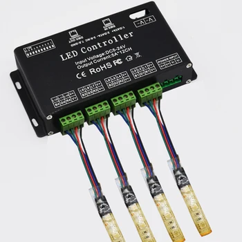 12 Kanālu 5.A RGBW DMX 512 LED Dekoderi DMX Kontrolieris Reostats Izmantot DC5-24V RGBW RGB LED Gaismas Sloksne Modulis