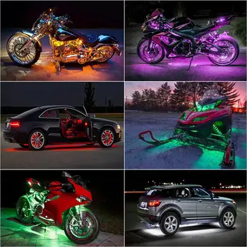 12IN1 RGB, 72 LED Smart Bremžu Gaismas Motocikla Auto Atmosfēru Gaismas ar Bezvadu Tālvadības Moto Dekoratīvās Lentes Lampu Komplekts