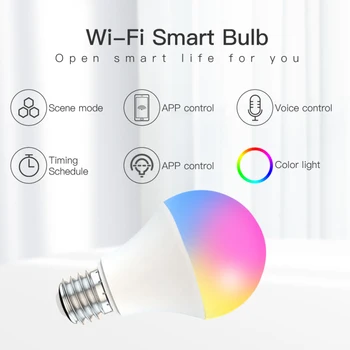 15W E27 B22 Wifi Smart LED Spuldzes RGB+PKT Balss Kontroles Lampa Laika Funkcija Aptumšojami Burvju Spuldzes Alexa/Google Home