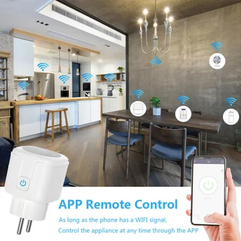 16.A ES Smart Wifi Plug Bez Pilnvaras Uzraudzīt Smart Home Wifi Bezvadu Kontaktligzdu Taimeris Darbojas Ar Alexa, Google Home Tuya App