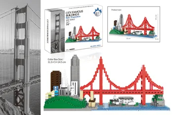 1610pcs+ San Francisco Mini Celtniecības Bloki Pilsētas Panorāmu Pasaules Slaveno Arhitektūras 3D Modelis Diamond Ķieģeļi Rotaļlietas, Lai Bērns Dāvanu
