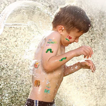 178 gab./kastē Pagaidu Bērniem Tetovējumu Uzlīmes: Veselīgu un Hungry Caterpillar Ūdensnoturīgas Uzlīmes, Viegli Noslaukiet