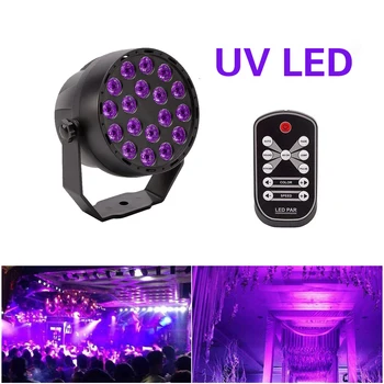 18 LED UV gaismas efektiem Profesionālās Skatuves Gaismas Disko DJ Projektoru Mašīnu Grupa ar Bezvadu Tālvadības pults