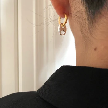 18K gold plating, zelta un sudraba krāsu saskaņošanas auskari Eiropas sieviešu modes personības cūku deguna auskari pielāgota