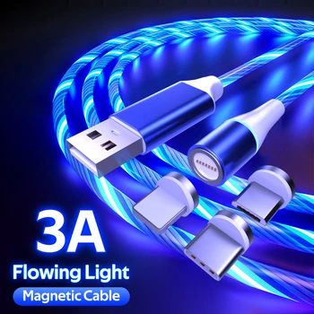 18W Magnētiskas Uzlādes Vadu QC 3.0 Magnēts USB Kabeļa Mikro USB Kabeli C Tipa Datu Līnijas USB-C Tālruņa Kabeļi Samsung Xiaomi Huawei