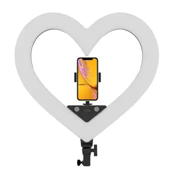 19inch RGB LED Selfie Gredzenu Gaismas Hearted formu ES Krāsains Foto Apgaismojums 3200k-5600k Ringlight Youtube Grims Video